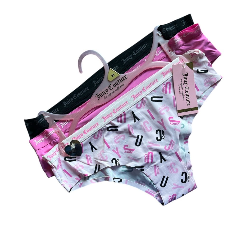 Juicy Couture Pink‎ and Black Panty Trio Size M